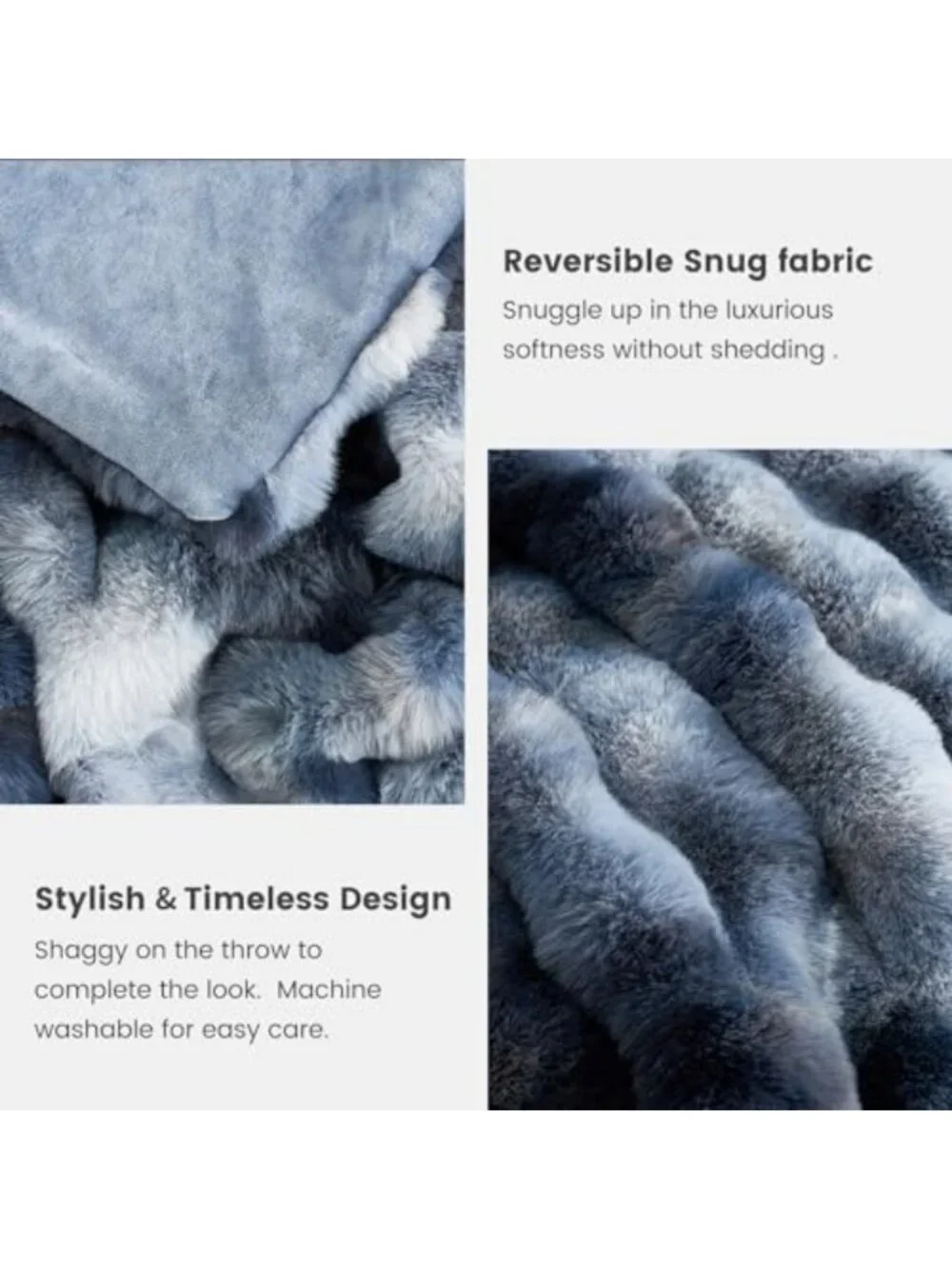 Cozy Tie-Dye Blue Faux Fur Throw Blanket for Couch, Soft & Warm, 50x60 Inches